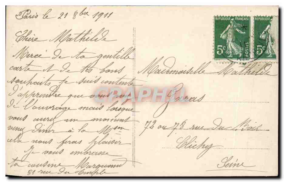 CPA FAntaisie Fleurs — Rückseite