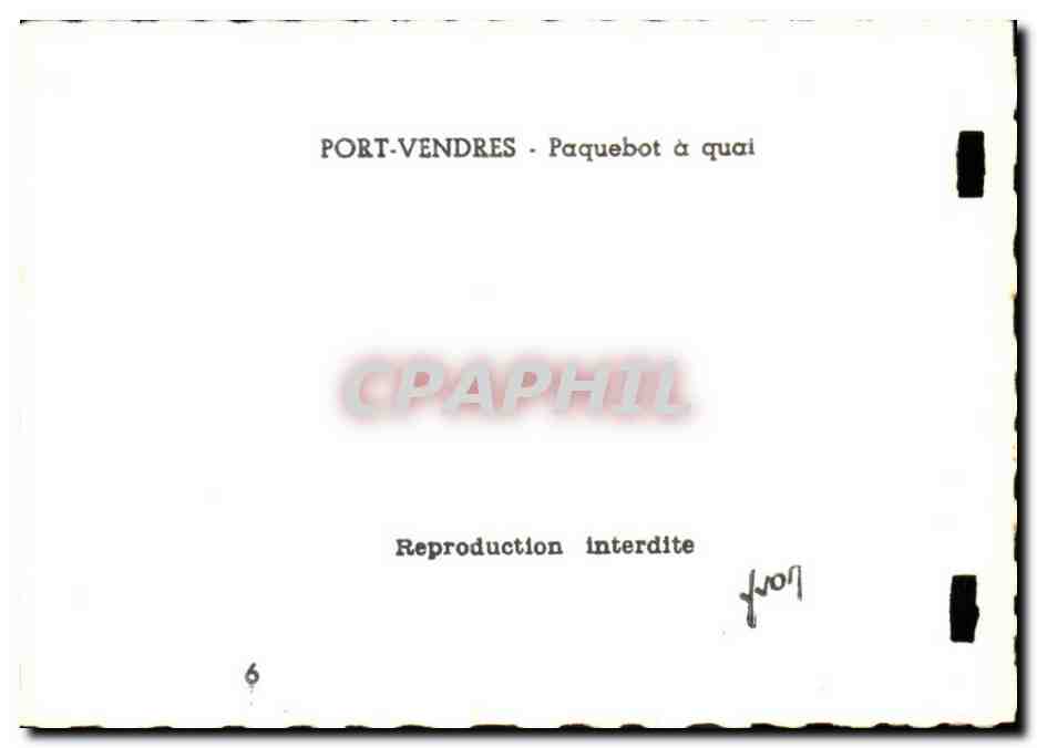 Port Vendres CPA Paquebot a quai — Rückseite