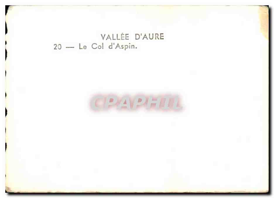 Tal der Aure — Col d'Aspin — Vintage Postcard/Antike Ansichtskarte n°20 — Rückseite