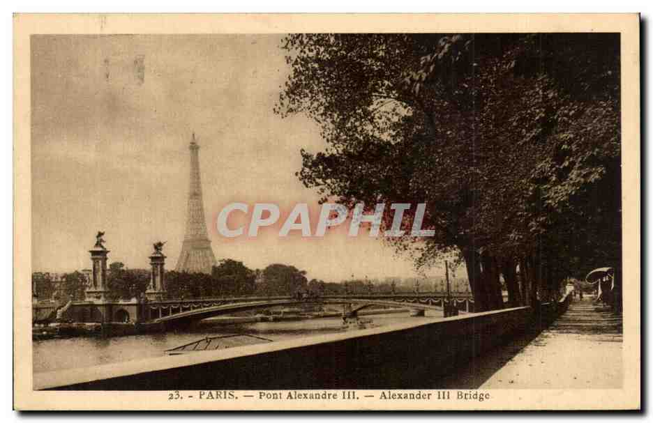 CPA Paris pont Alexandre III Tour Eiffel