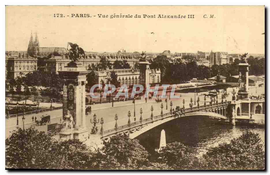 CPA Paris pont Alexandre III Vue generale