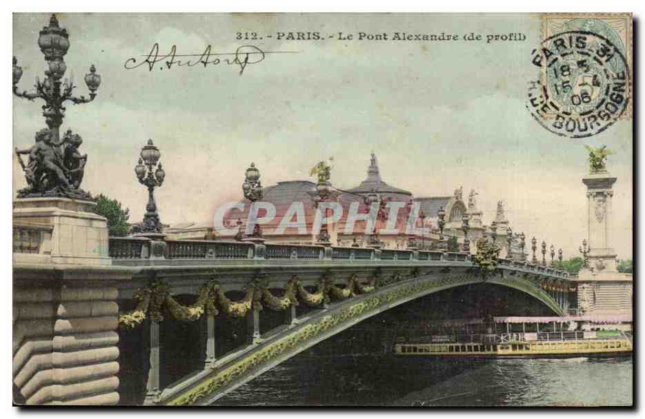 CPA Paris pont Alexandre III de profil