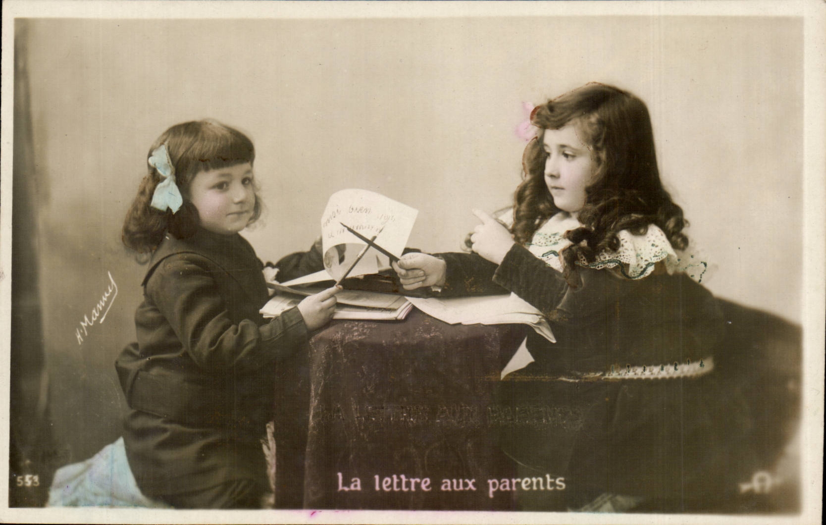 CPA Fantaisie enfants La lettre aux parents