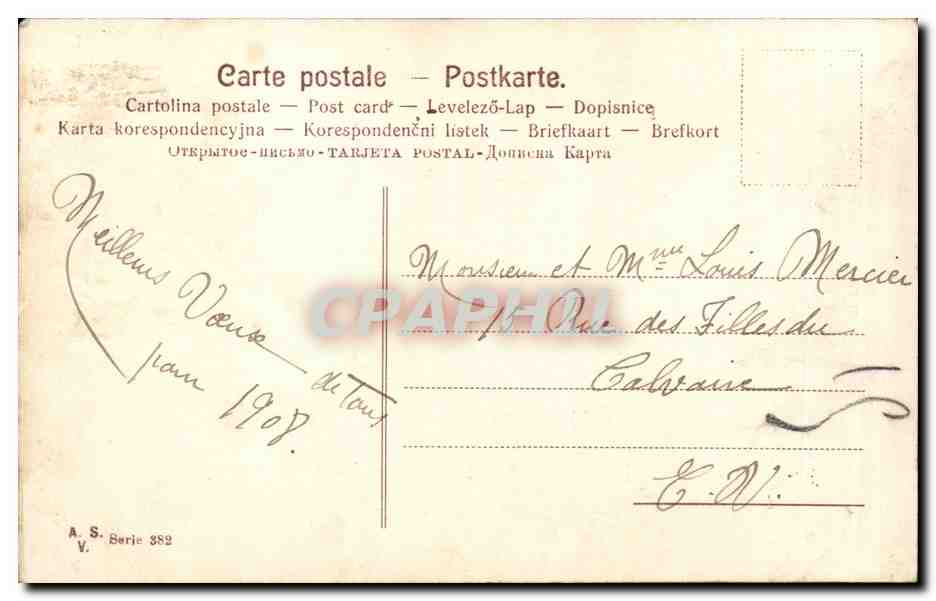 CPA Fantaisie Femme Bonne annee — Rückseite