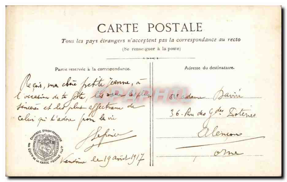 CPA Fantaisie Femme pour votre fete — Rückseite