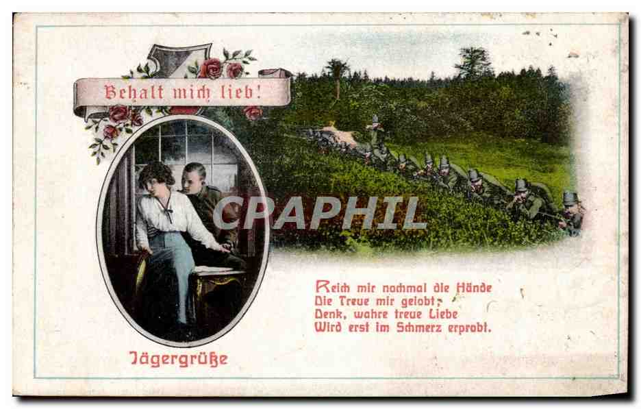 CPA Fantaisie Femme Jagergrusse Militaria 