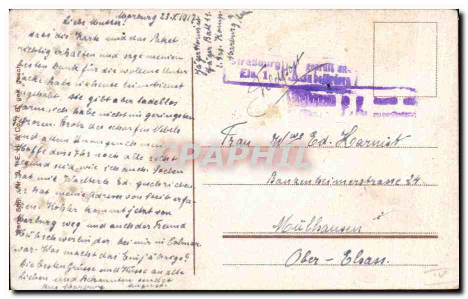 CPA Fantaisie Femme Jagergrusse Militaria  — Rückseite