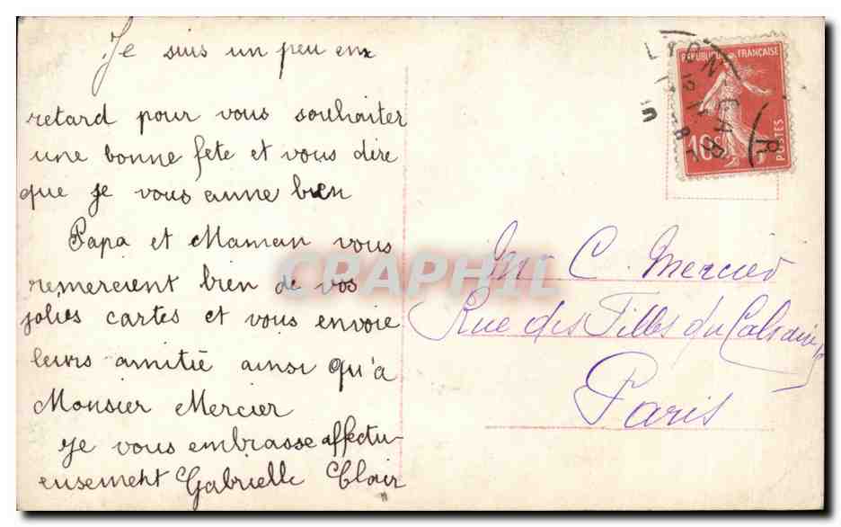 Junge Frau in rosa Kleid mit Rosen — CPAPHIL n° 318190 — Rückseite