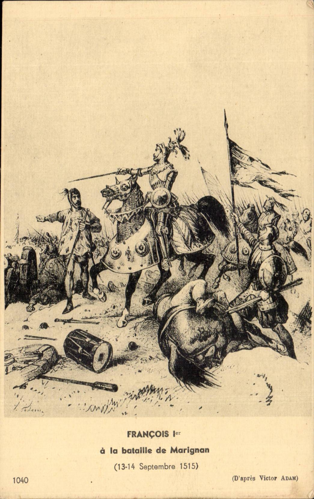 CPA Francois 1er a la bataille de Marignan 1515