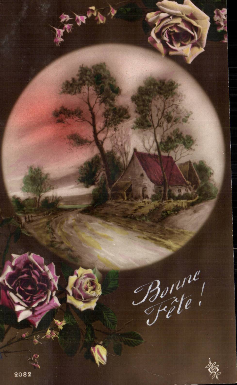CPA Fantaisie Fleurs Bonne fete