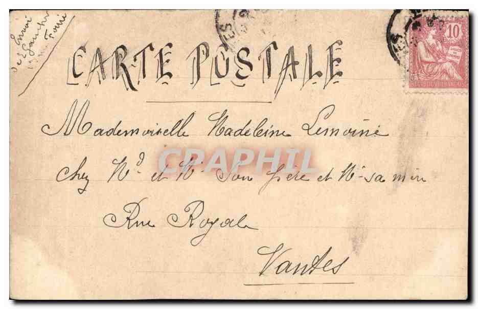 CPA Paysan Le joueur de Hic ou demoiselle expo 1902 a Nantes ( dessin a la main ) Gauchon — Rückseite