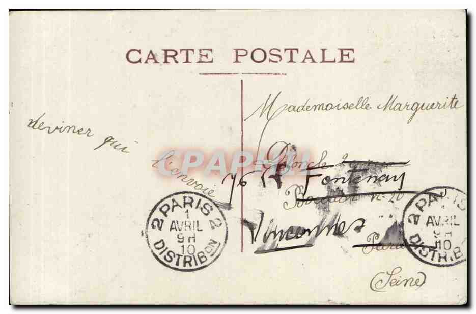 Femme en robe de style Art Nouveau — poisson d'Avril — éditeur AÉRO, n° 6029 — Verso