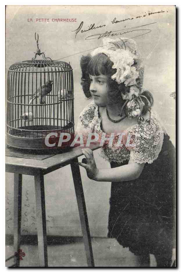 CPA Fantaisie La petite charmeuse d'oiseaux