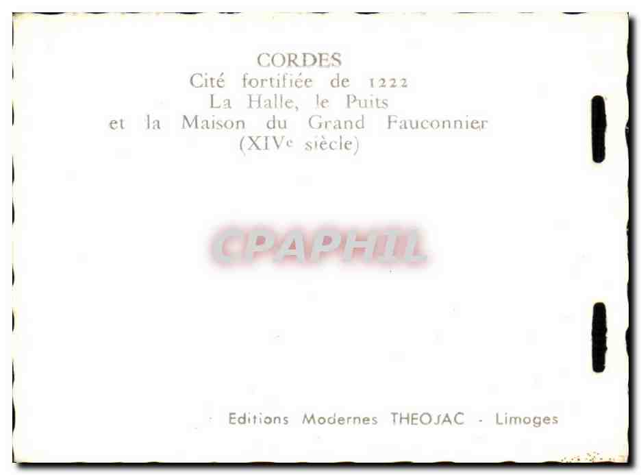 Cordes CPM La halle le puits et la maison du grand fauconnier — Back