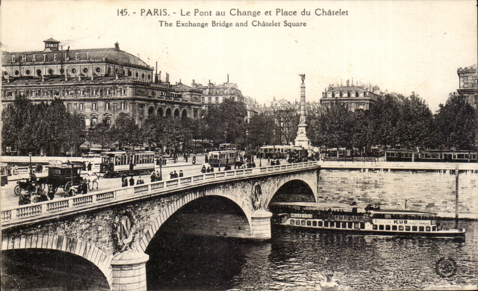 Paris CPA Le pont au change et place du Chatelet