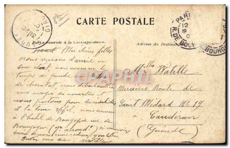 Paris CPA Le pont Alexandre III — Verso