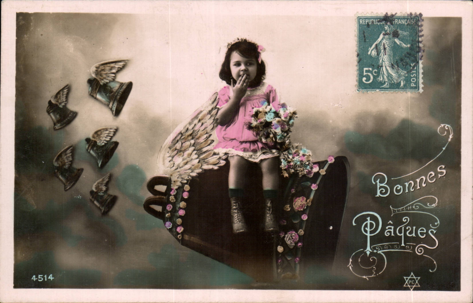 CPA Fantaisie Enfant Bonnes paques EAster