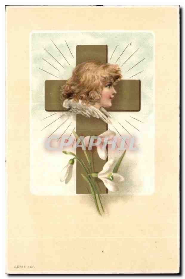 CPA Fantaisie Enfant et croix