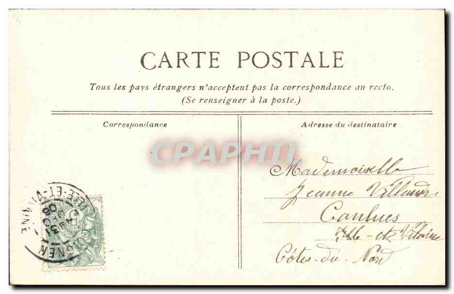 Jeune femme en chapeau bleu — carte postale — JEANNE — Verso