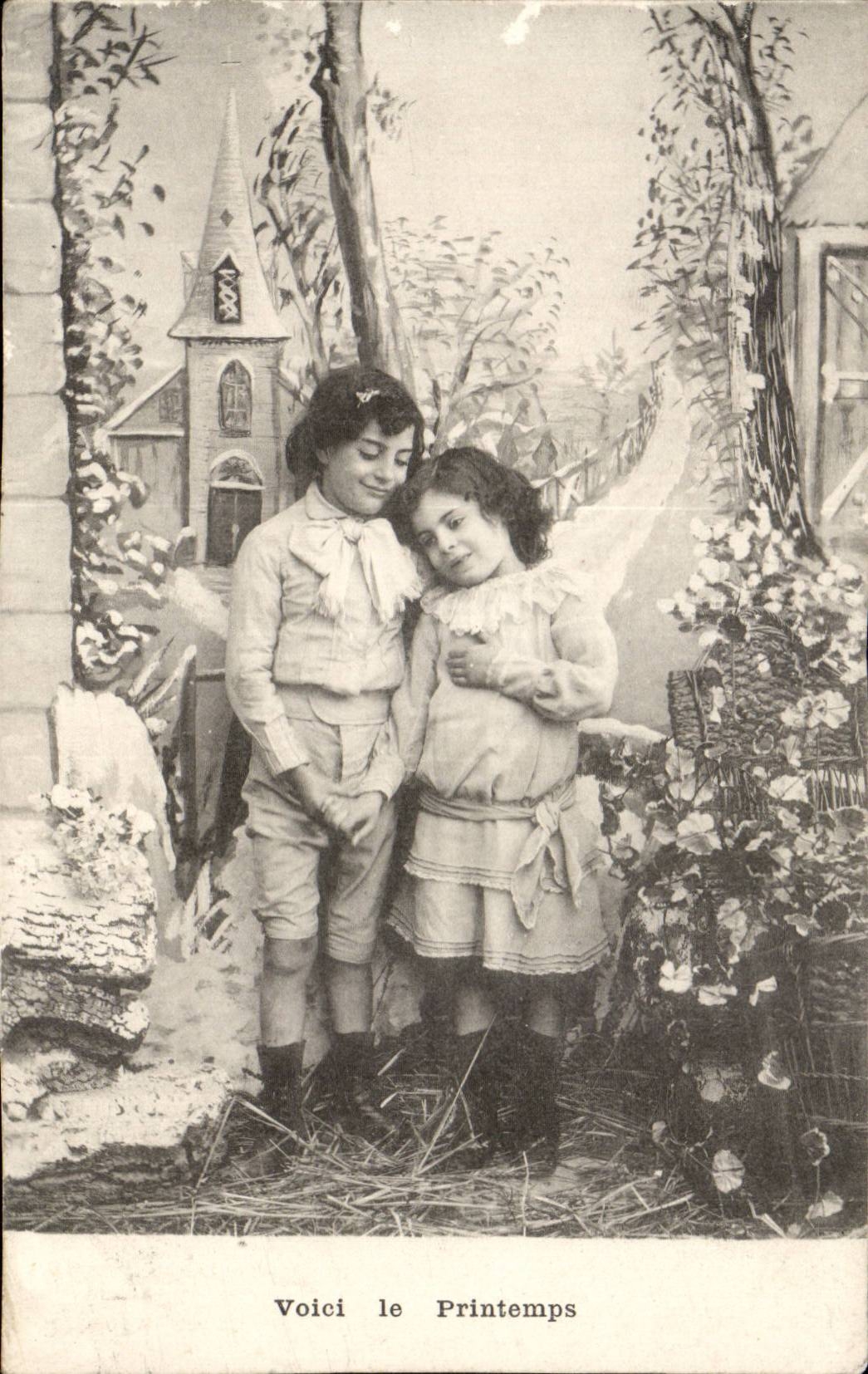 CPA Fantaisie Enfants Voici le printemps Ange Angel