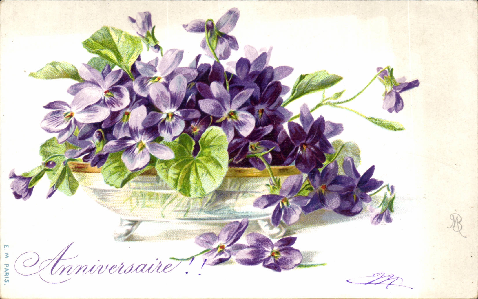 CPA Fantaisie Fleurs Anniversaire