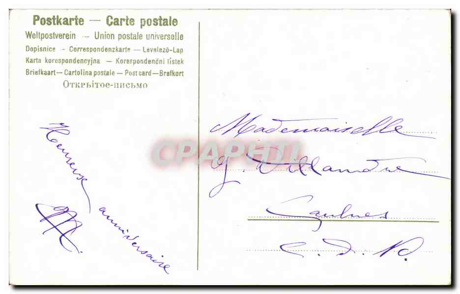 CPA Fantaisie Fleurs Anniversaire — Rückseite