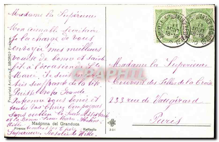 CPA Fantaisie Madonna del Granduca Madonne — Verso