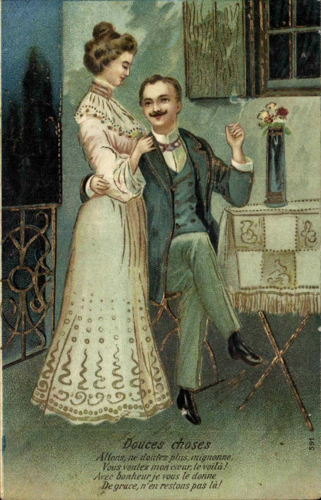 Couple amoureux — scène intime — éditeur inconnu, n° 168