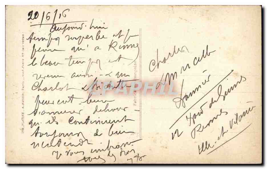 Kind in Polizeiuniform — mit Regenschirm und Gewehr — Verlag PATRIOTIC n°1147 — Rückseite