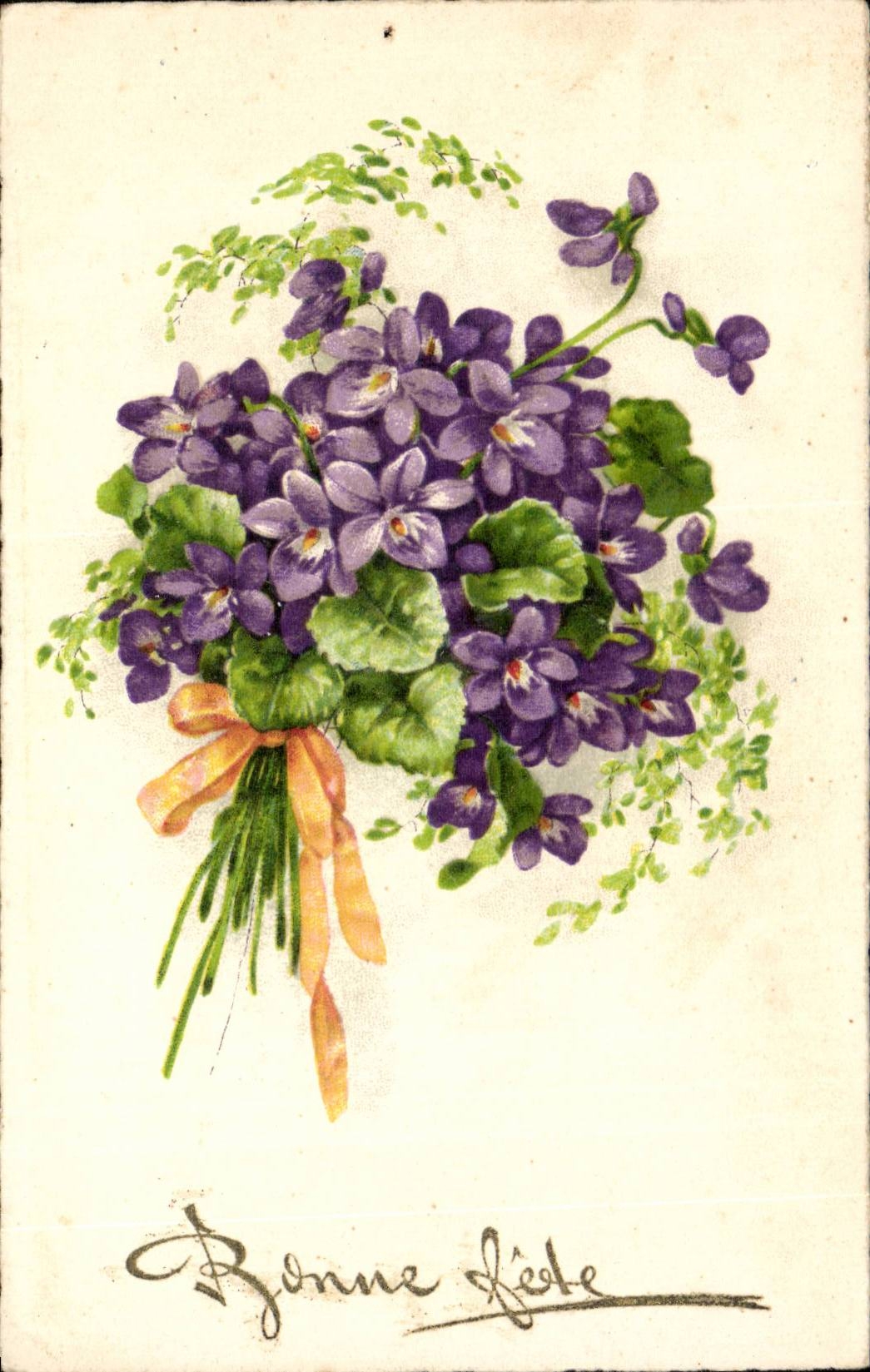 CPA Fantaisie Fleurs Bonne fete