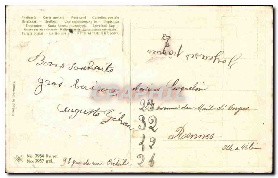 CPA Fantaisie Enfants et holroge Bonne annee — Verso
