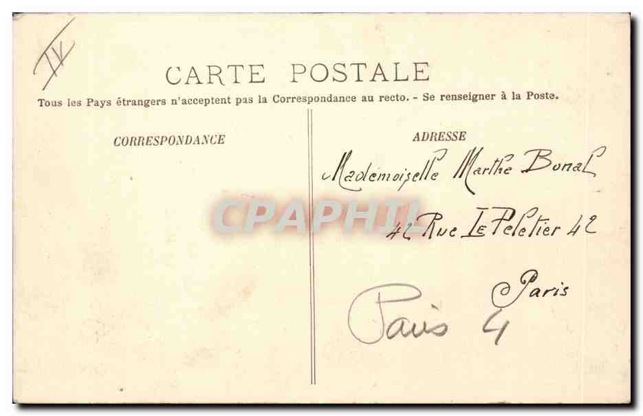 Paris CPA Hotel de ville — Verso