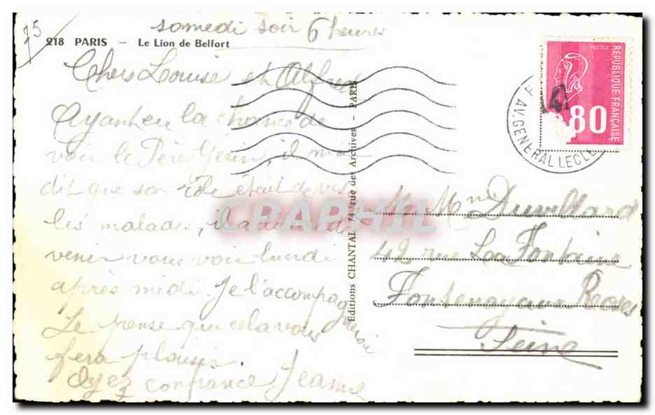 Paris CPM Le lion de Belfort — Rückseite
