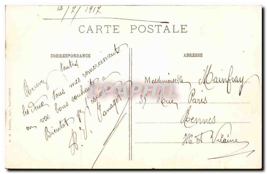 Paris CPA Pont au change et palais de justice — Rückseite