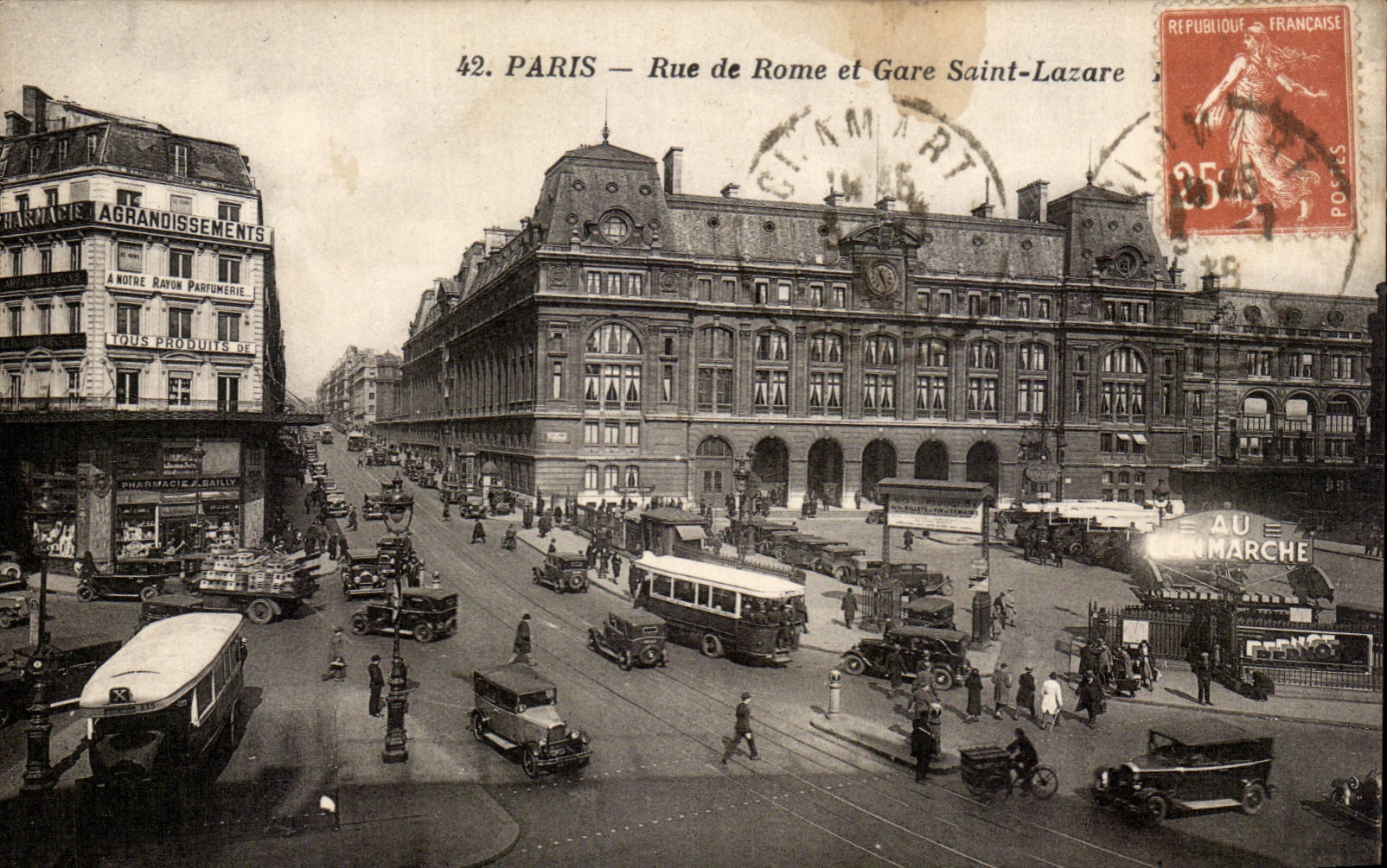 Paris CPA Rue de Rome et Gare Saint Lazare