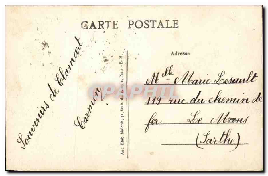 Paris CPA Rue de Rome et Gare Saint Lazare — Verso