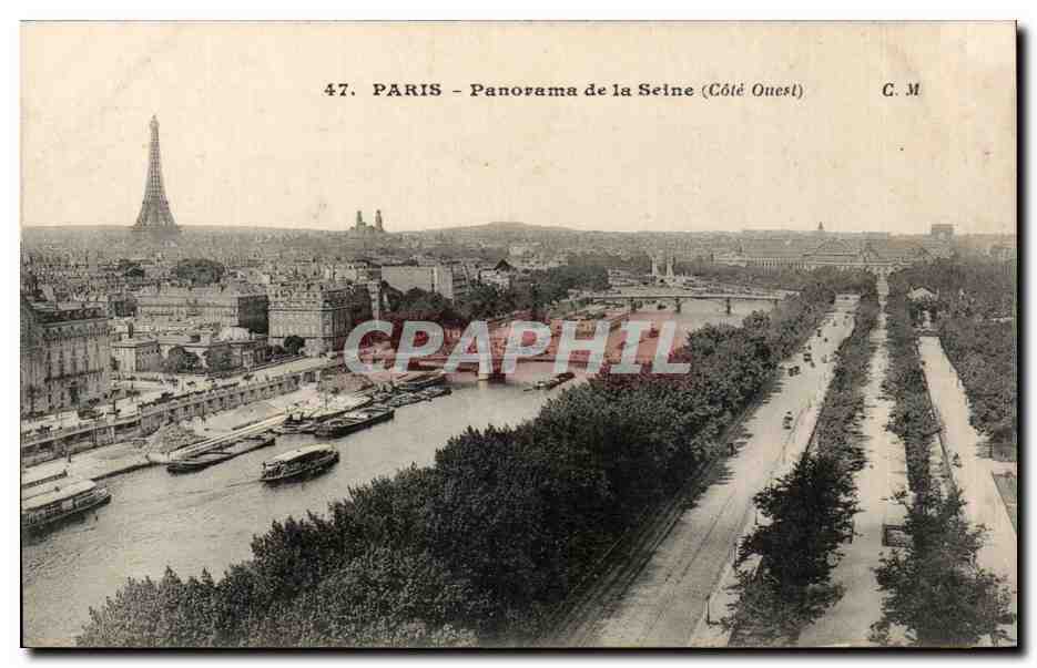 Paris CPA Panorama de la Seine Tour Eiffel 