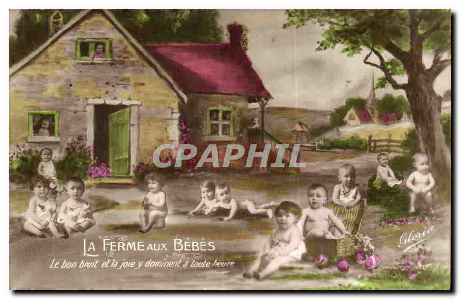 CPA Fantaisie La ferme aux bebes