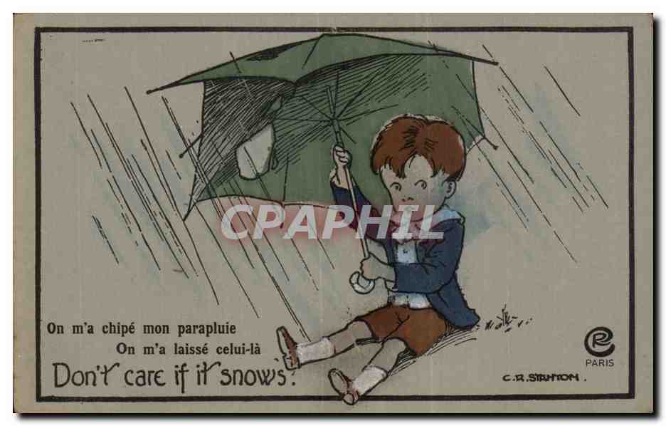 CPA Fantaisie Enfant Don't care if it snows 