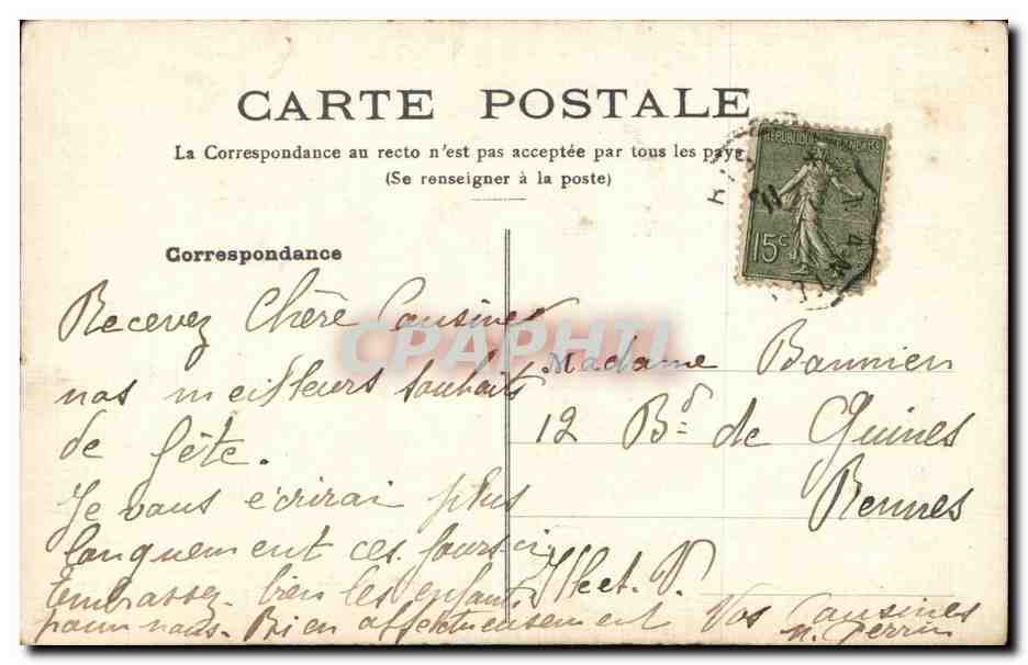 CPA Fantaisie Fleurs et hirondelle — Rückseite