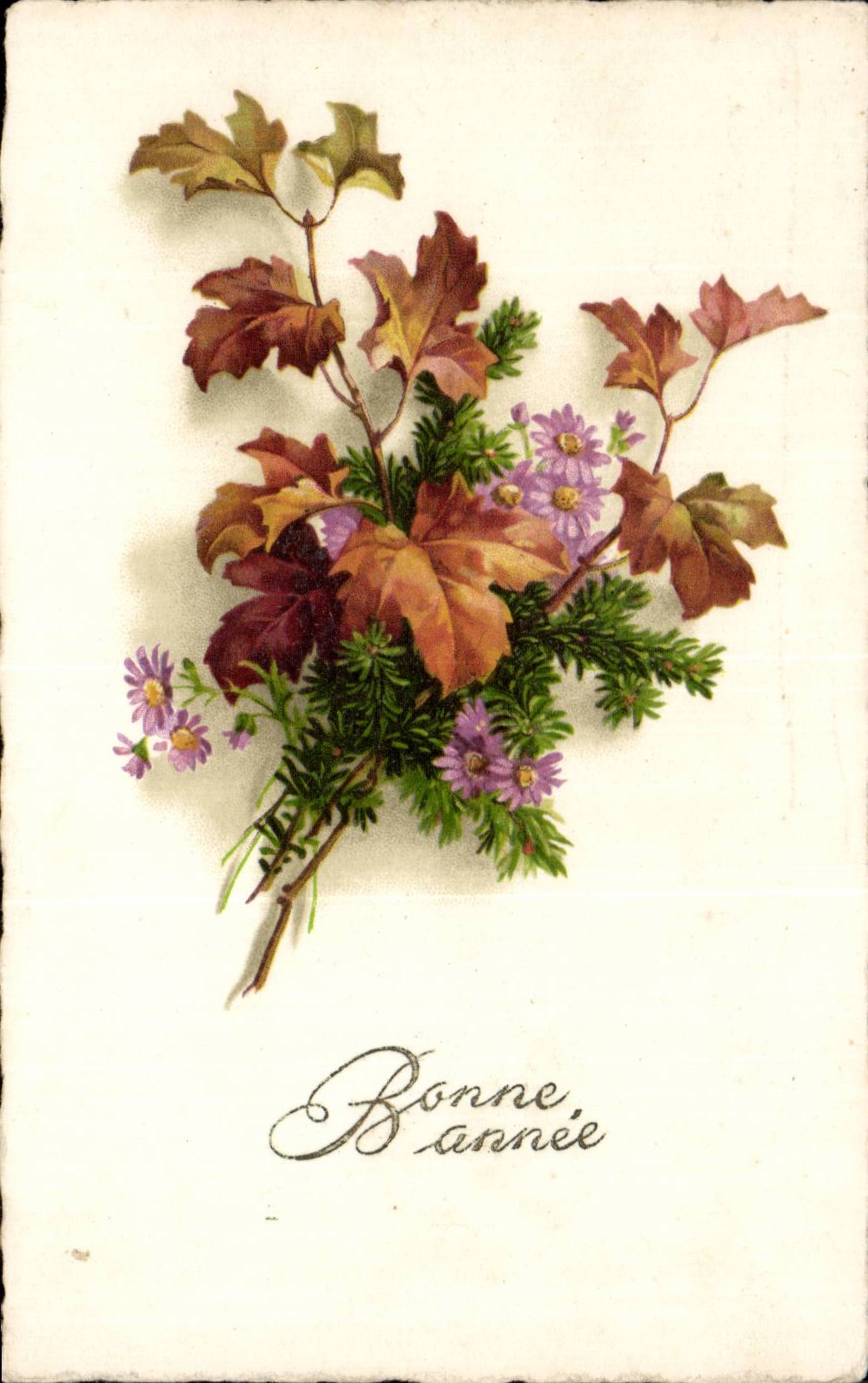 CPA Fantaisie Bonne annee Fleurs