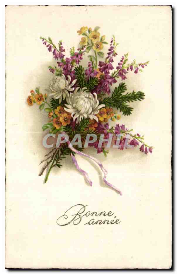 CPA Fantaisie Bonne annee Fleurs