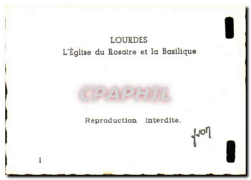 Lourdes CPM L'eglise du rosaire et la basilique — Verso