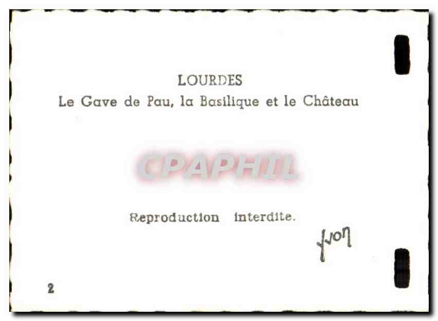 Lourdes CPM Le Gave la basilique et le chateau — Verso