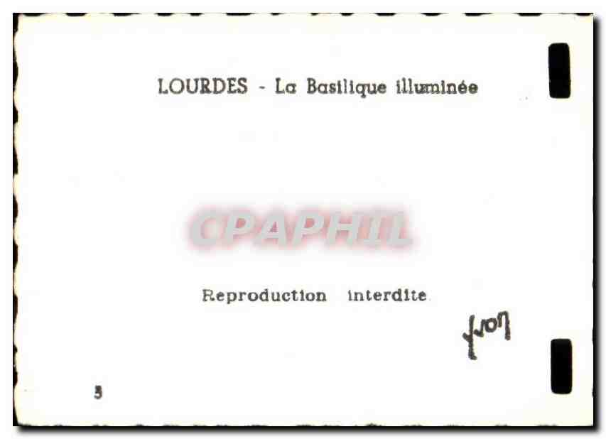 Lourdes CPM La basilique illuminee — Verso