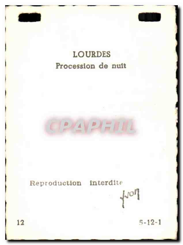 Lourdes CPM procession de nuit — Verso