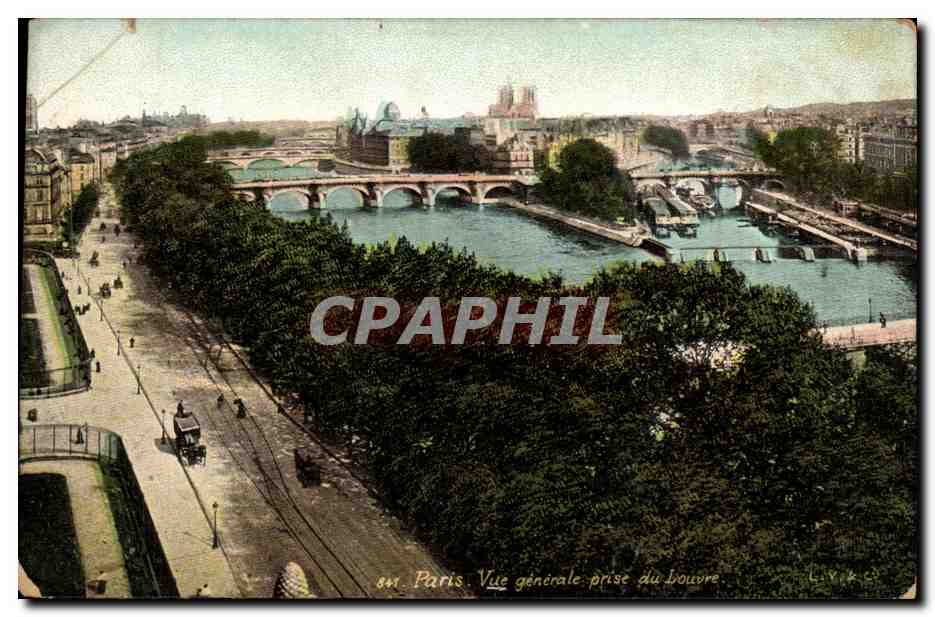 Paris CPA Vue generale prise du Louvre