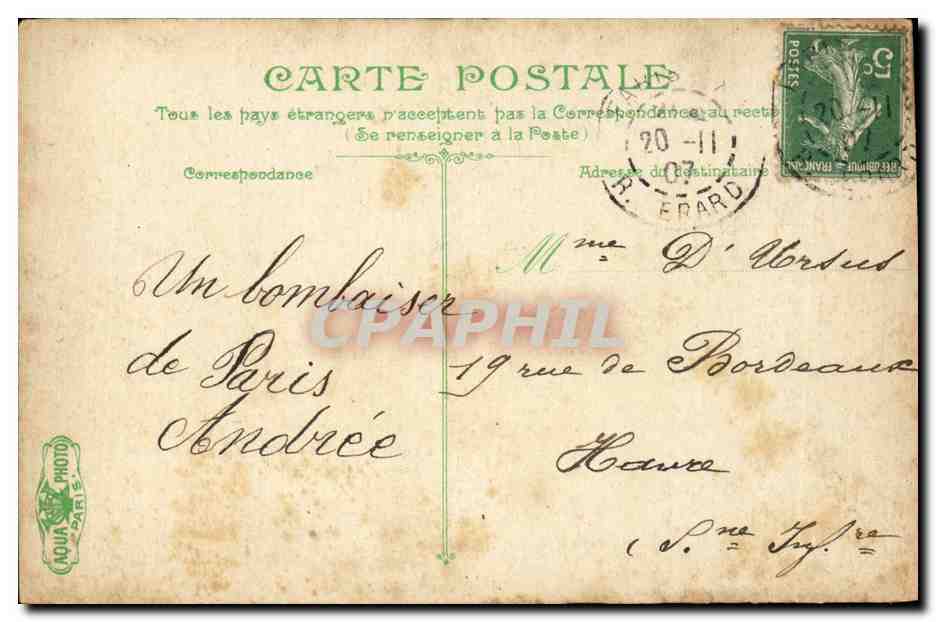 Paris CPA Vue generale prise du Louvre — Rückseite