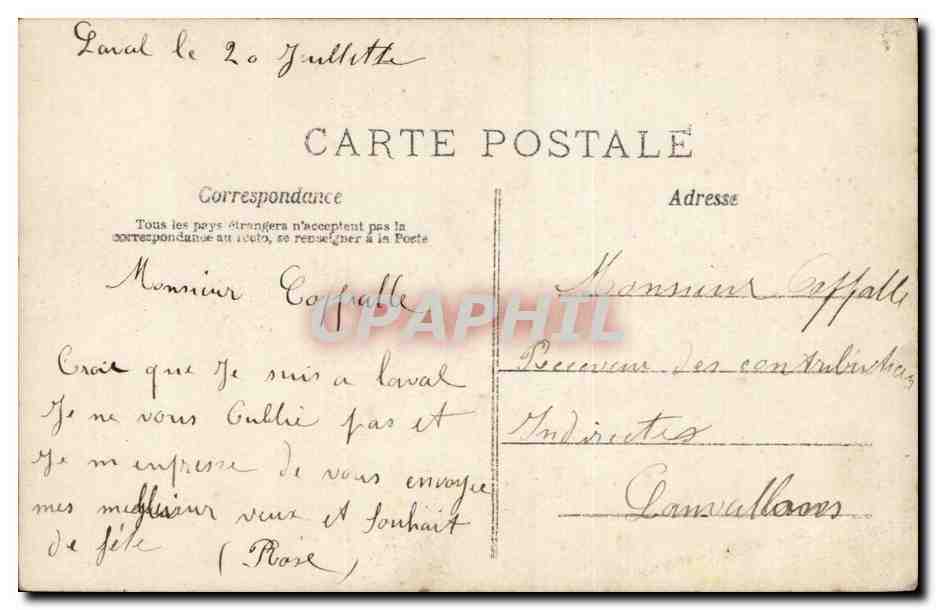 Frau mit Blumensträußen — Frohe Geburtstagskarte — A-N Paris, n°624 — Rückseite