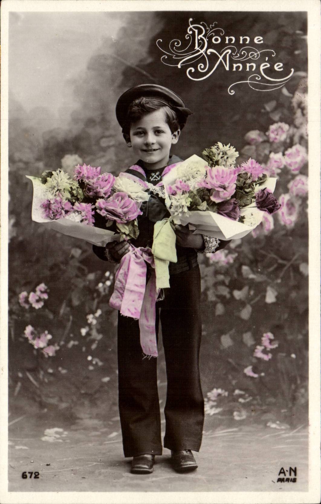 CPA Fantaisie Enfant Garcon Bonne annee